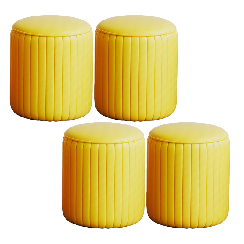 Modern PU Leather Pouf Chair Plain Cylinder Shape Tear Resistant Couch Ottoman