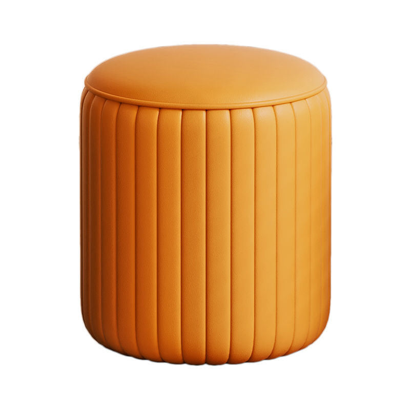 Modern PU Leather Pouf Chair Plain Cylinder Shape Tear Resistant Couch Ottoman