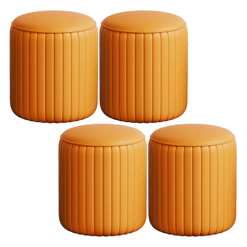 Modern PU Leather Pouf Chair Plain Cylinder Shape Tear Resistant Couch Ottoman