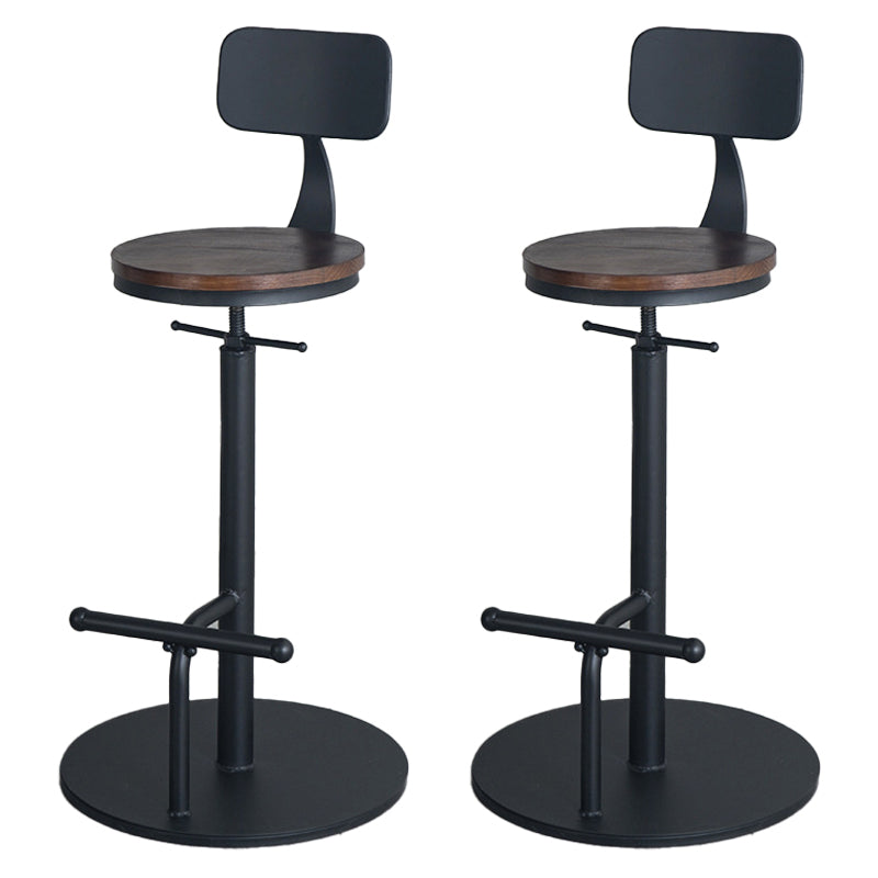 Industrial Metal Barstool Low Back Wood Counter Stool in Matte Finish