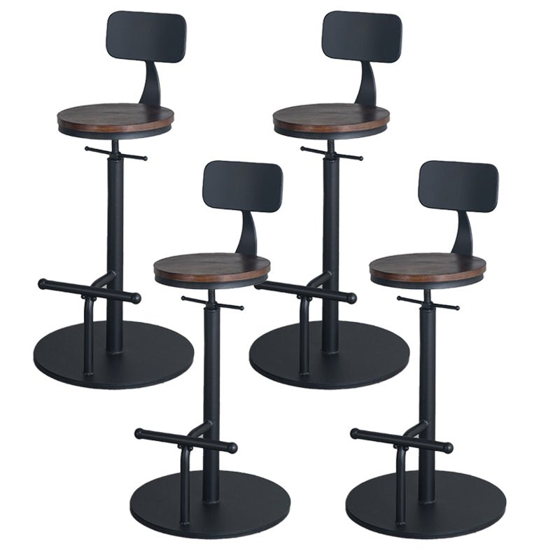 Industrial Metal Barstool Low Back Wood Counter Stool in Matte Finish
