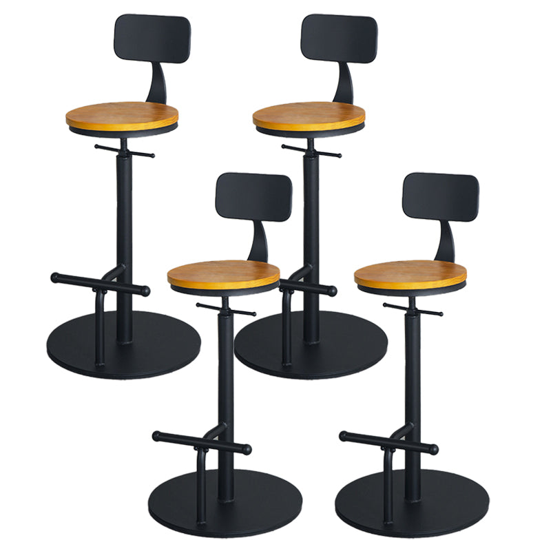 Industrial Metal Barstool Low Back Wood Counter Stool in Matte Finish