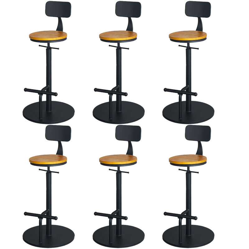 Industrial Metal Barstool Low Back Wood Counter Stool in Matte Finish