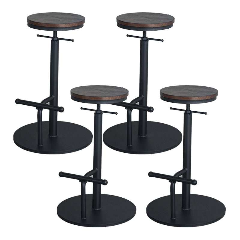 Industrial Metal Barstool Low Back Wood Counter Stool in Matte Finish