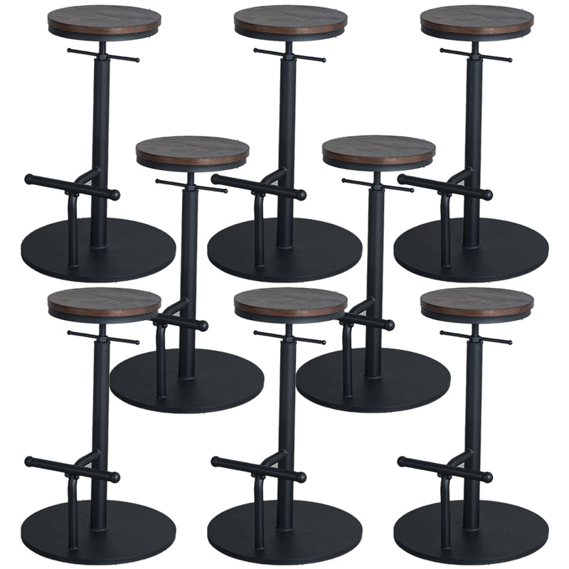 Industrial Metal Barstool Low Back Wood Counter Stool in Matte Finish