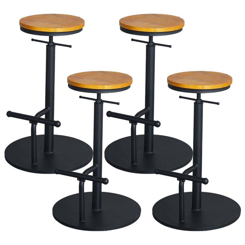 Industrial Metal Barstool Low Back Wood Counter Stool in Matte Finish