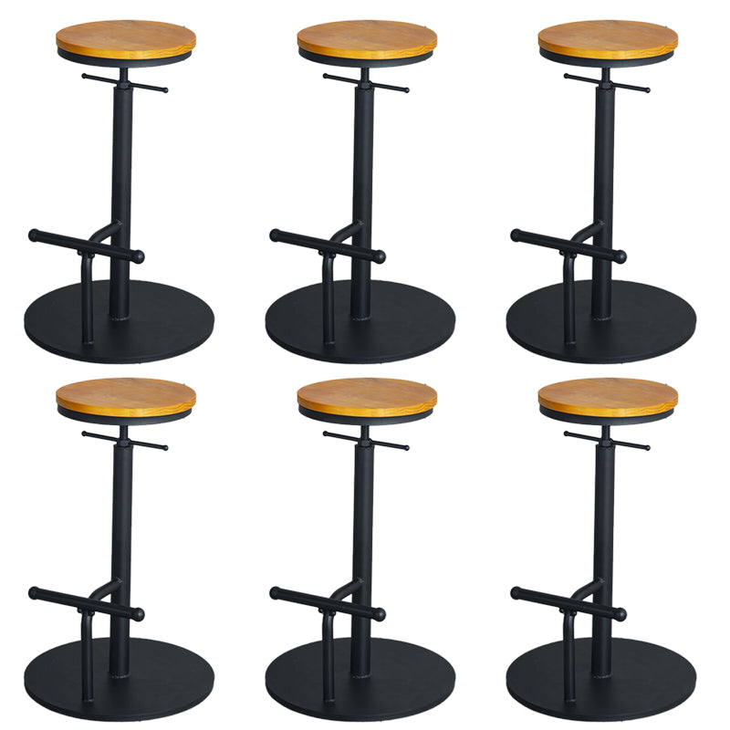 Industrial Metal Barstool Low Back Wood Counter Stool in Matte Finish