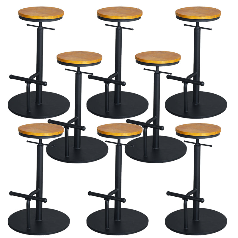 Industrial Metal Barstool Low Back Wood Counter Stool in Matte Finish