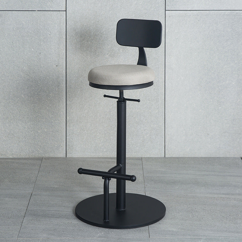 Industrial Metal Barstool Low Back Wood Counter Stool in Matte Finish