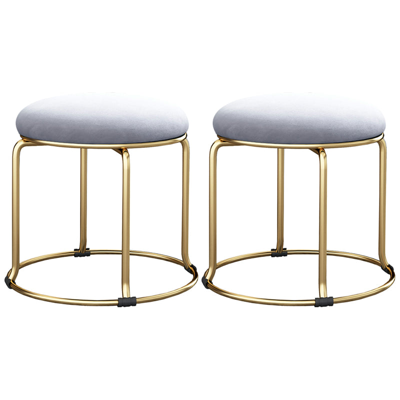 Glam Velvet Pouf Ottoman Plain Round Metal Frame Fade Resistant Boucle Pouf