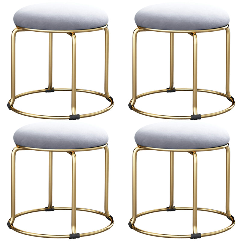 Glam Velvet Pouf Ottoman Plain Round Metal Frame Fade Resistant Boucle Pouf