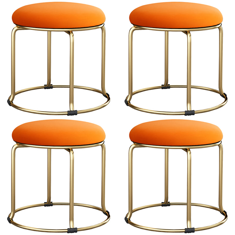 Glam Velvet Pouf Ottoman Plain Round Metal Frame Fade Resistant Boucle Pouf