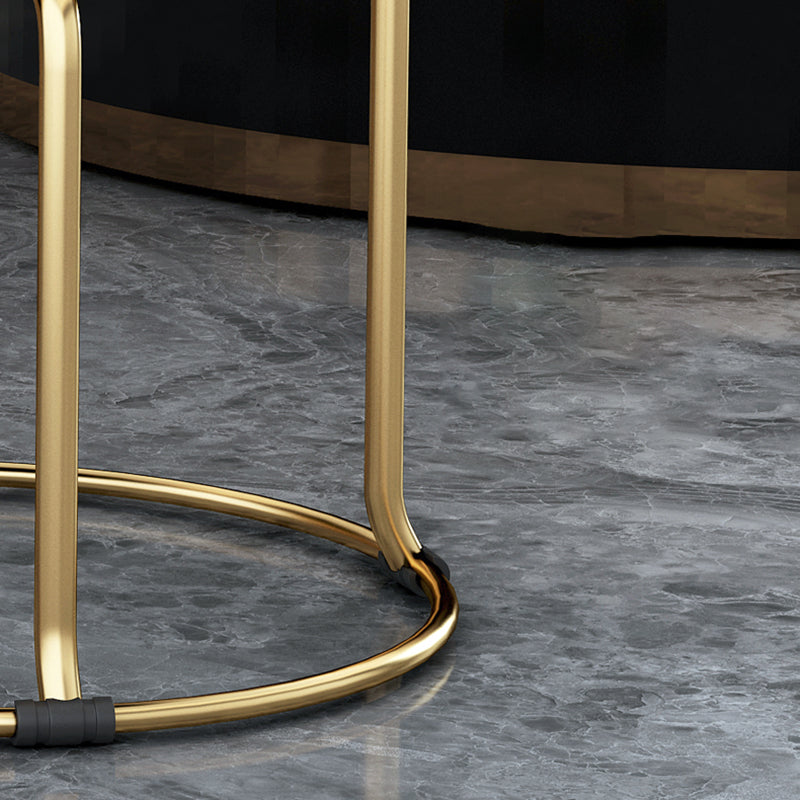 Glam Velvet Pouf Ottoman Plain Round Metal Frame Fade Resistant Boucle Pouf