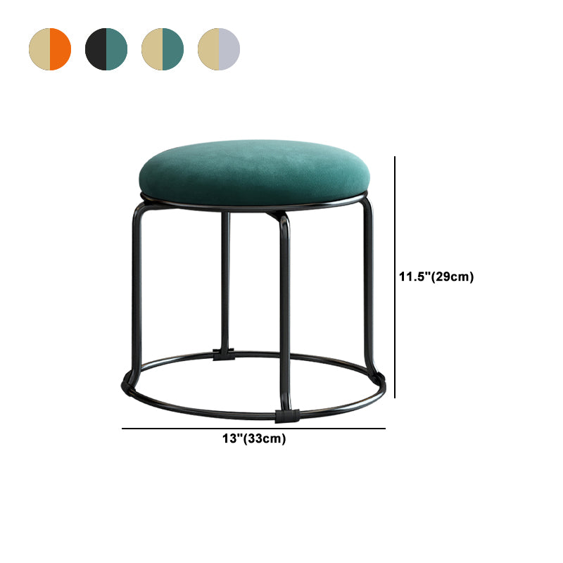 Glam Velvet Pouf Ottoman Plain Round Metal Frame Fade Resistant Boucle Pouf