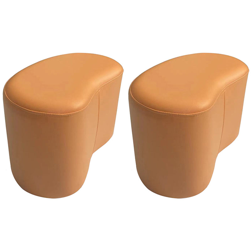 Modern Stain Resistant Standard Wedge Orange Leather Pouf for Home Decor