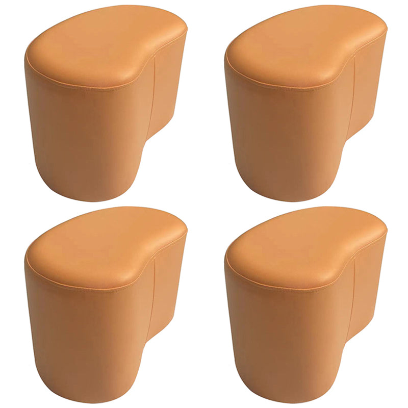 Modern Stain Resistant Standard Wedge Orange Leather Pouf for Home Decor
