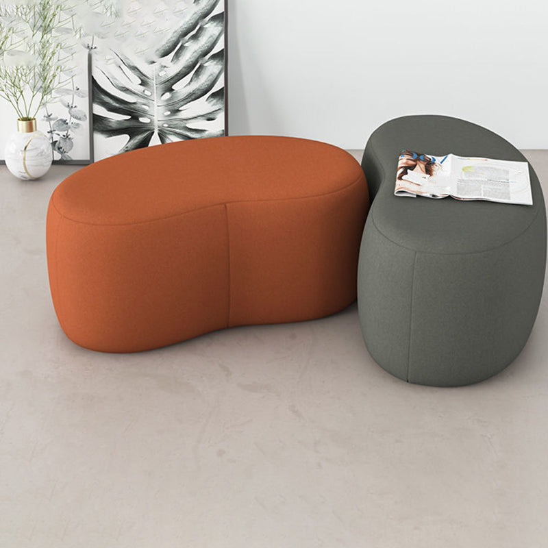 Modern Stain Resistant Standard Wedge Orange Leather Pouf for Home Decor