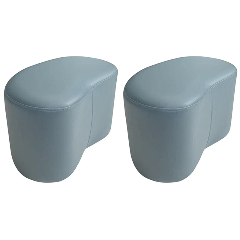 Modern Stain Resistant Standard Wedge Orange Leather Pouf for Home Decor