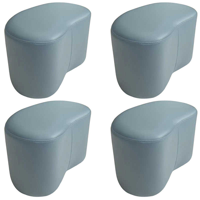 Modern Stain Resistant Standard Wedge Orange Leather Pouf for Home Decor