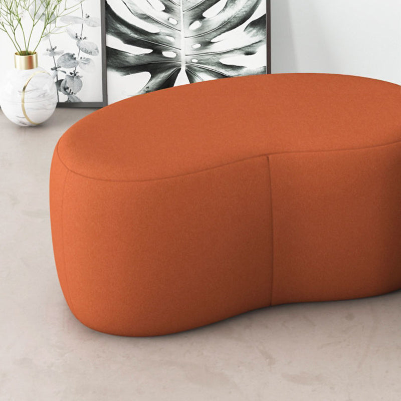 Modern Stain Resistant Standard Wedge Orange Leather Pouf for Home Decor