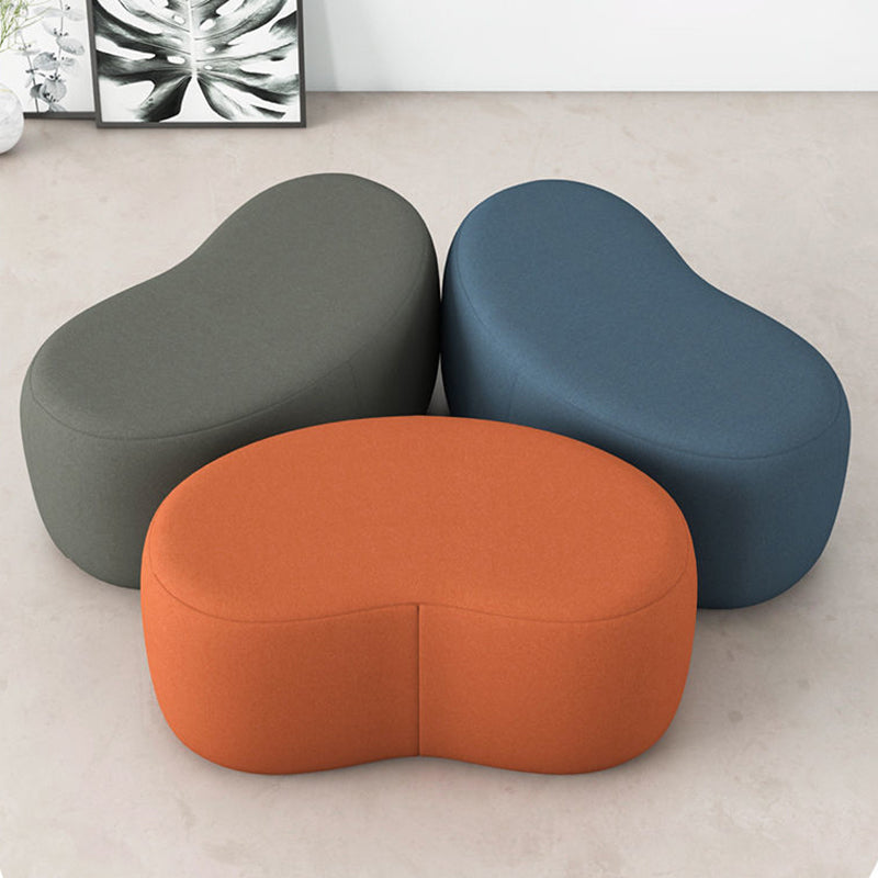 Modern Stain Resistant Standard Wedge Orange Leather Pouf for Home Decor
