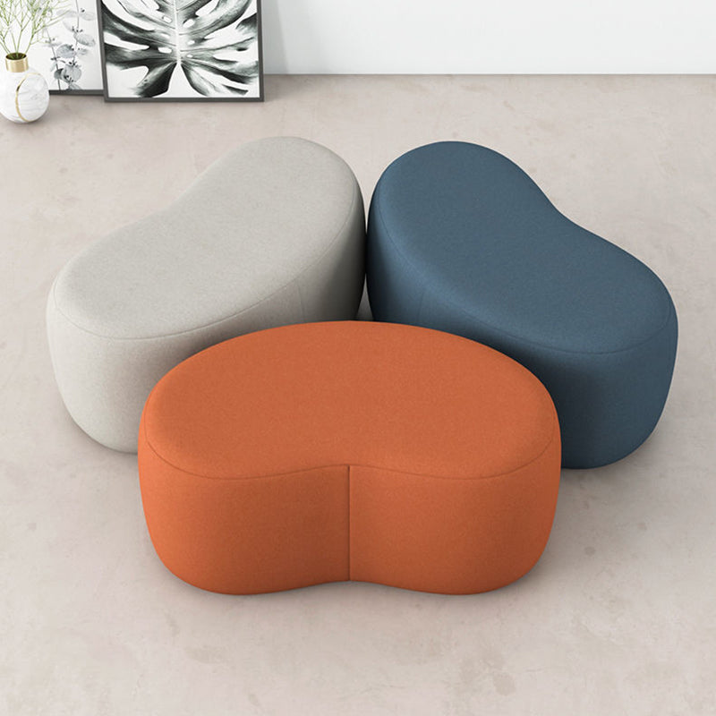 Modern Stain Resistant Standard Wedge Orange Leather Pouf for Home Decor