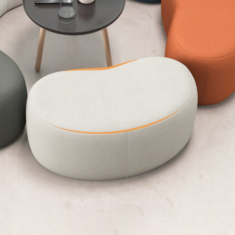 Modern Stain Resistant Standard Wedge Orange Leather Pouf for Home Decor