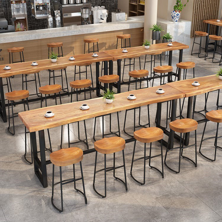 Modern 1/9 Pieces Bar Table Set Rectangle Pine Wood Counter Table with Stools for Cafe