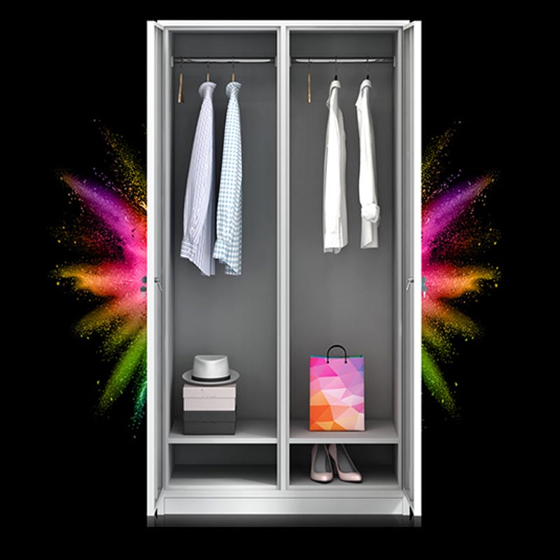 Contemporary Metal Wardrobe Freestanding Wardrobe Closet with Locks