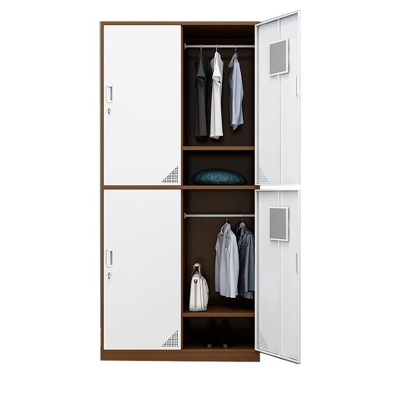 Contemporary Metal Wardrobe Freestanding Wardrobe Closet with Locks