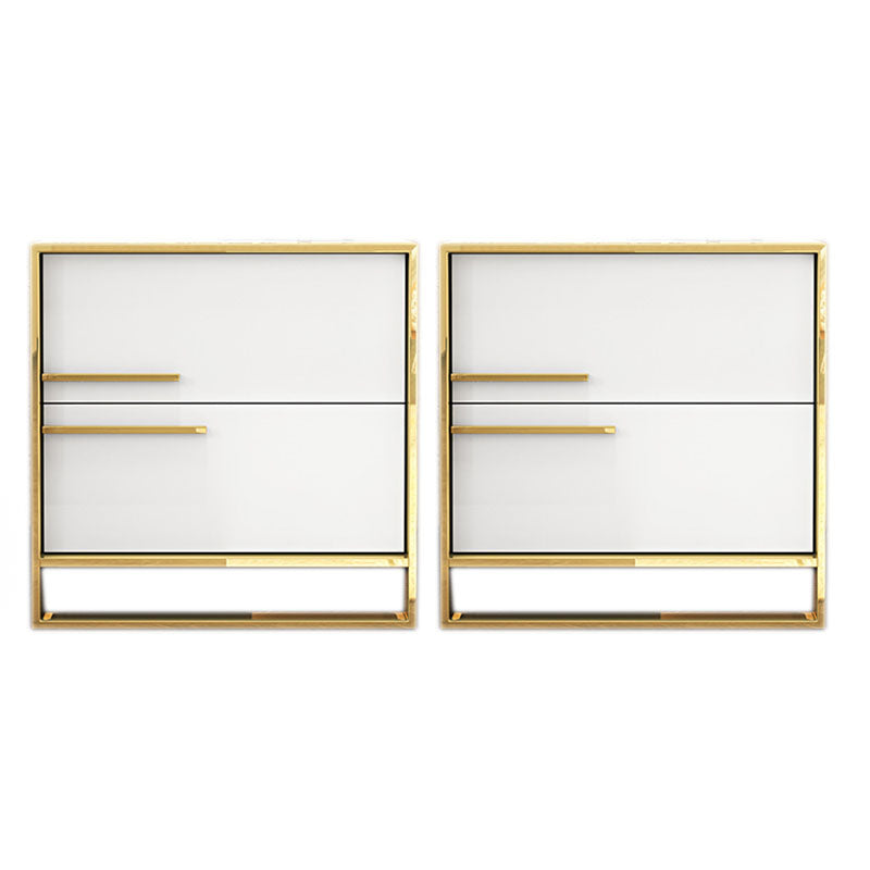 2 - Drawer Accent Table Nightstand 19.68" Tall Glam Bedside Cabinet