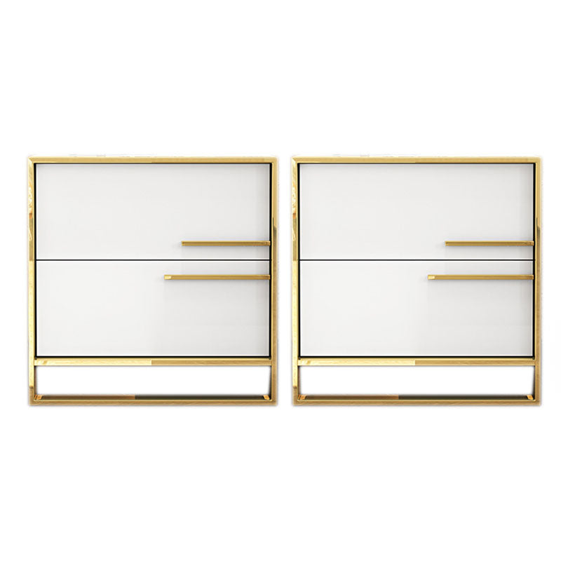 2 - Drawer Accent Table Nightstand 19.68" Tall Glam Bedside Cabinet