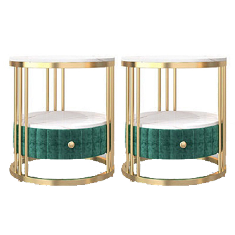 Glam 1 - Drawer Accent Table Nightstand 21.65" Tall Stone Night Table