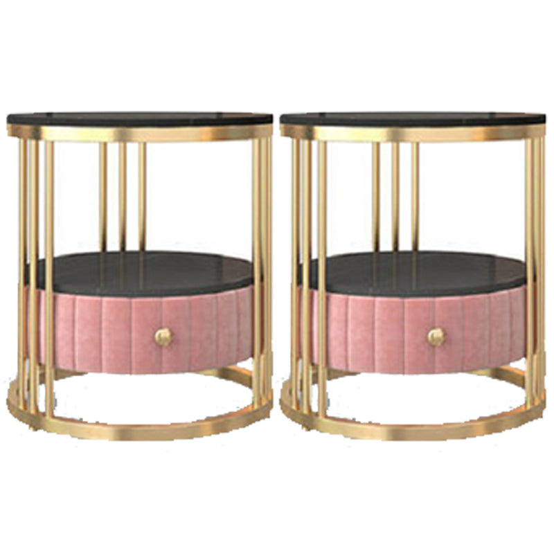 Glam 1 - Drawer Accent Table Nightstand 21.65" Tall Stone Night Table