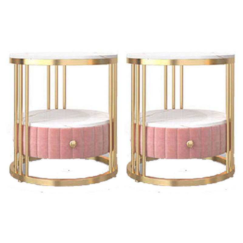 Glam 1 - Drawer Accent Table Nightstand 21.65" Tall Stone Night Table