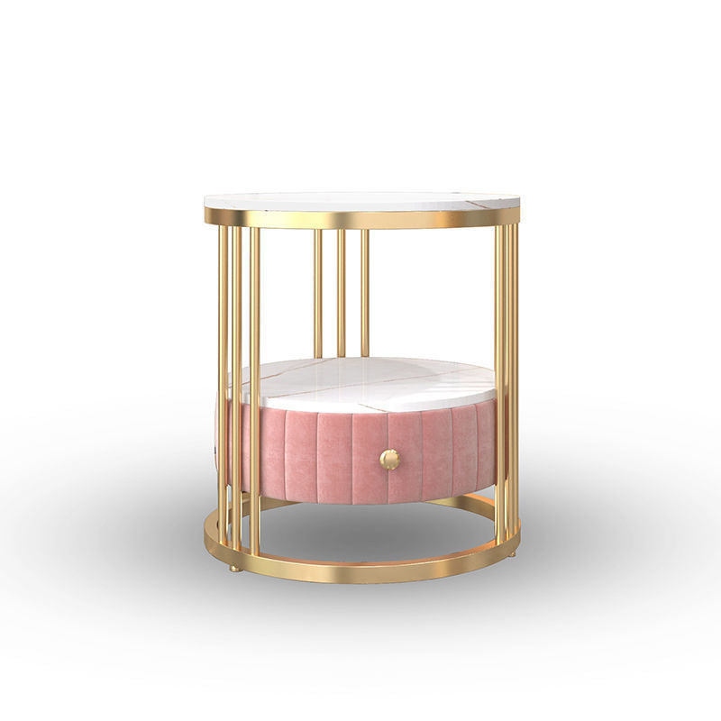 Glam 1 - Drawer Accent Table Nightstand 21.65" Tall Stone Night Table