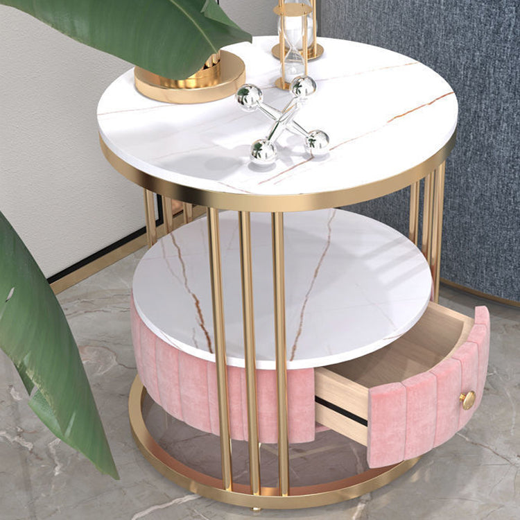 Glam 1 - Drawer Accent Table Nightstand 21.65" Tall Stone Night Table