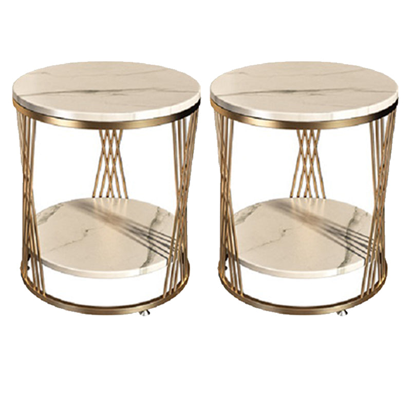 Glam Stone Accent Table Nightstand 21.65" Tall Bedside Cabinet