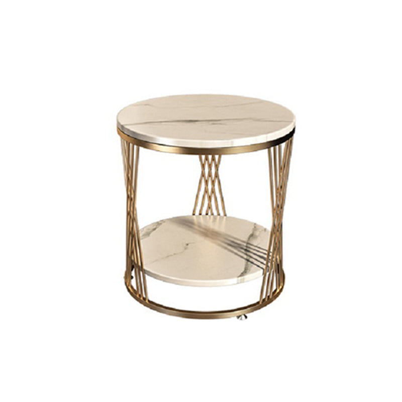 Glam Stone Accent Table Nightstand 21.65" Tall Bedside Cabinet