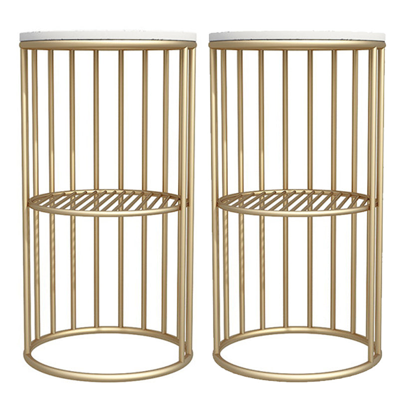 21.65" Tall Metal Glam Nightstand Open Storage Bedside Cabinet with Shelves