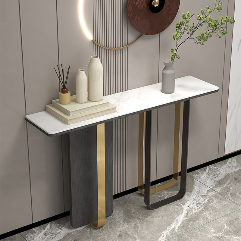 13"W Contemporary Console Table Stone White Rectangle Console Sofa Table