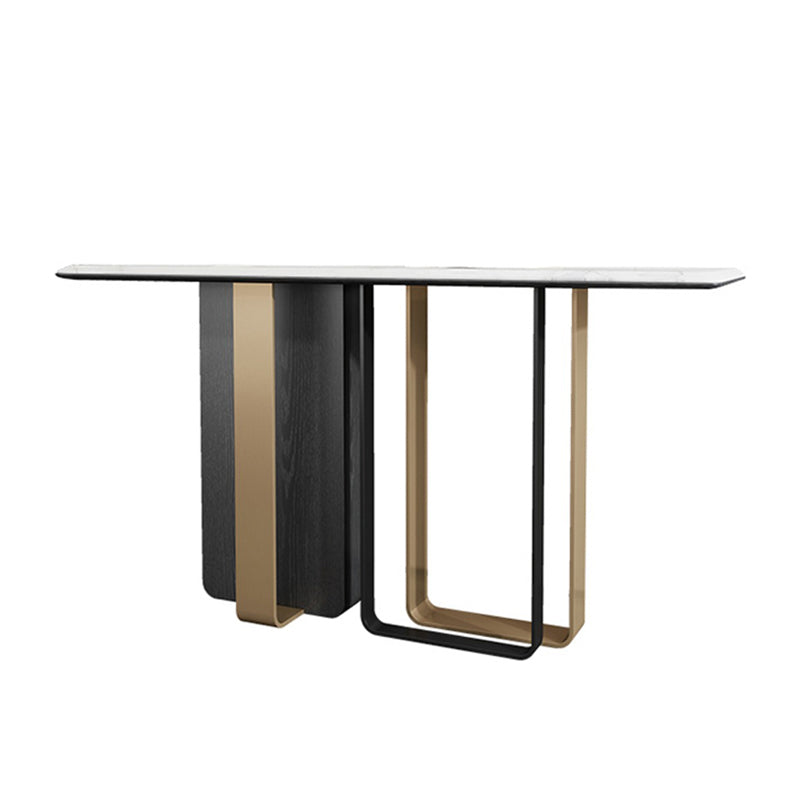 13"W Contemporary Console Table Stone White Rectangle Console Sofa Table