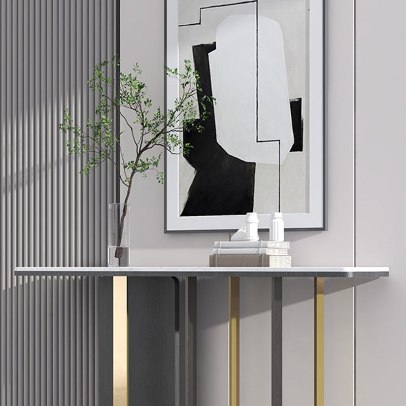 13"W Contemporary Console Table Stone White Rectangle Console Sofa Table