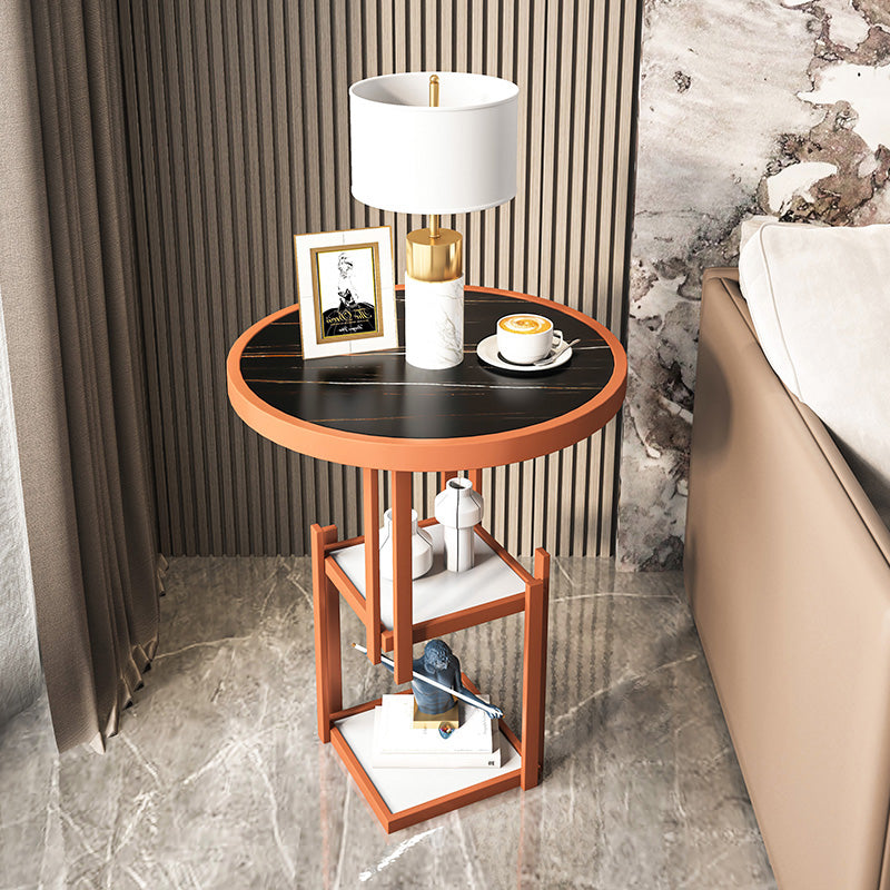 Contemporary Open Storage Nightstand Metal Night Table with 3 Shelves