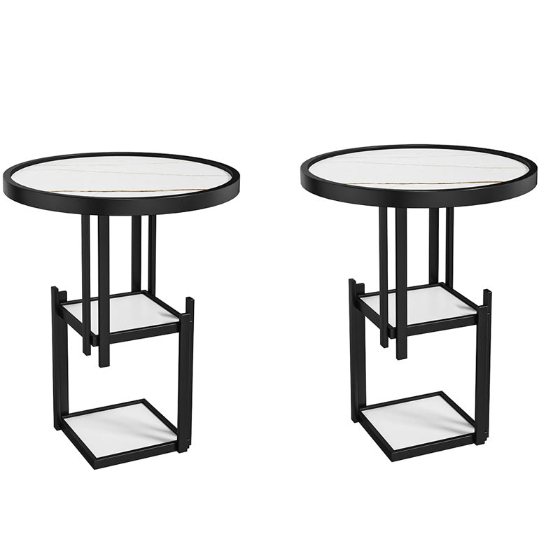 Contemporary Open Storage Nightstand Metal Night Table with 3 Shelves