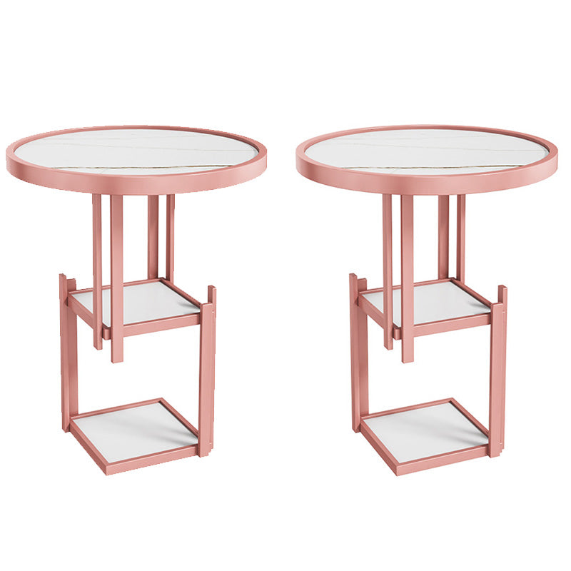 Contemporary Open Storage Nightstand Metal Night Table with 3 Shelves