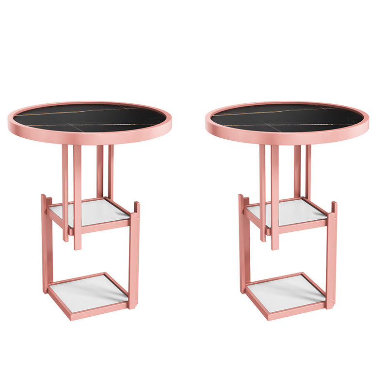 Contemporary Open Storage Nightstand Metal Night Table with 3 Shelves