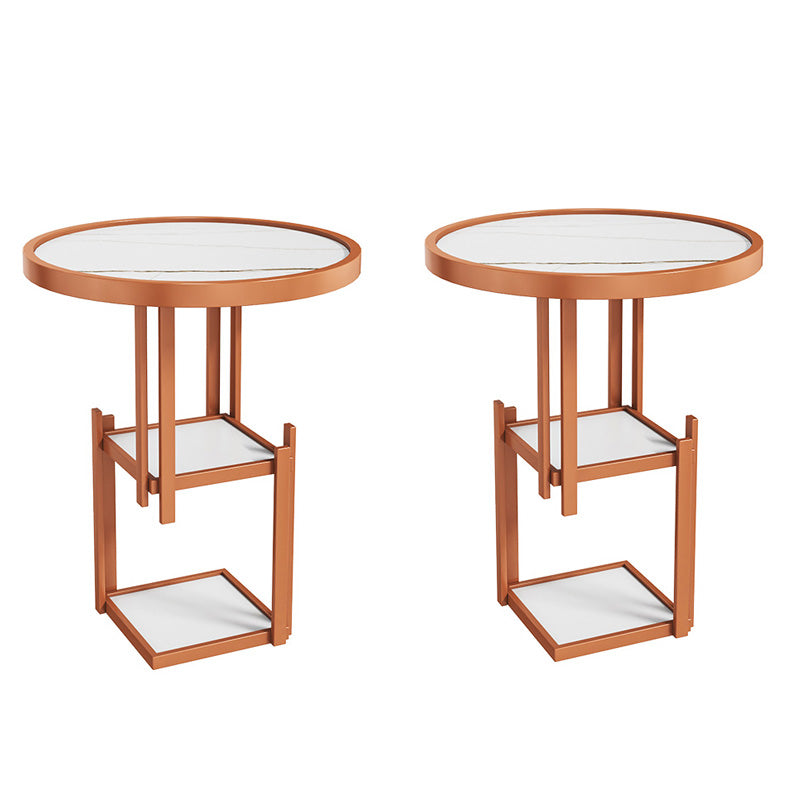 Contemporary Open Storage Nightstand Metal Night Table with 3 Shelves