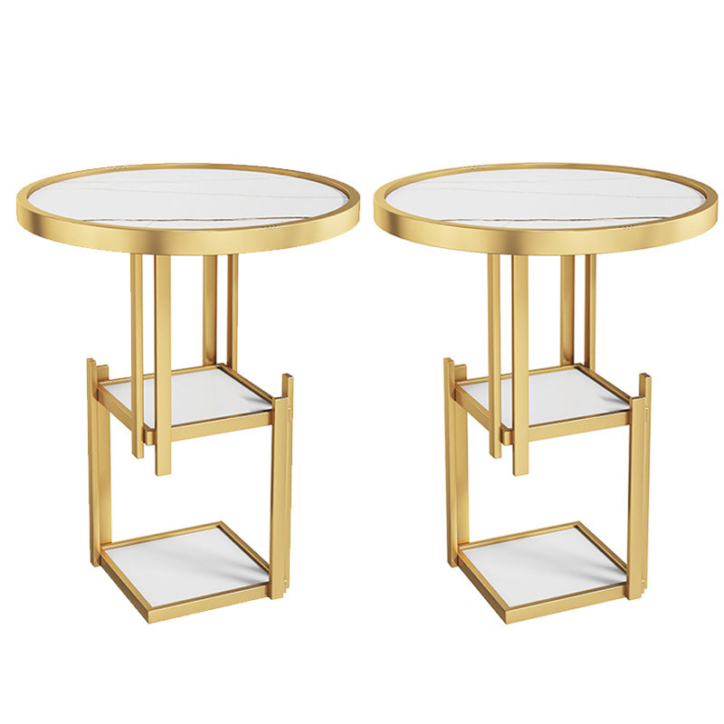 Contemporary Open Storage Nightstand Metal Night Table with 3 Shelves