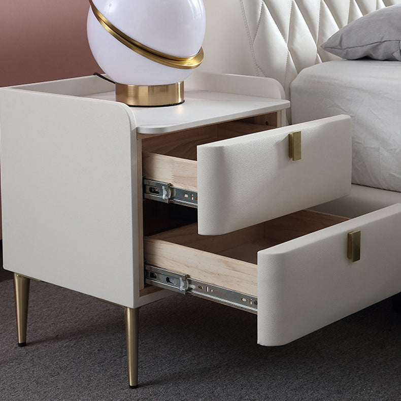 19.69" Tall 2-drawer Bedside Cabinet Legs Included Solid Wood Night Table